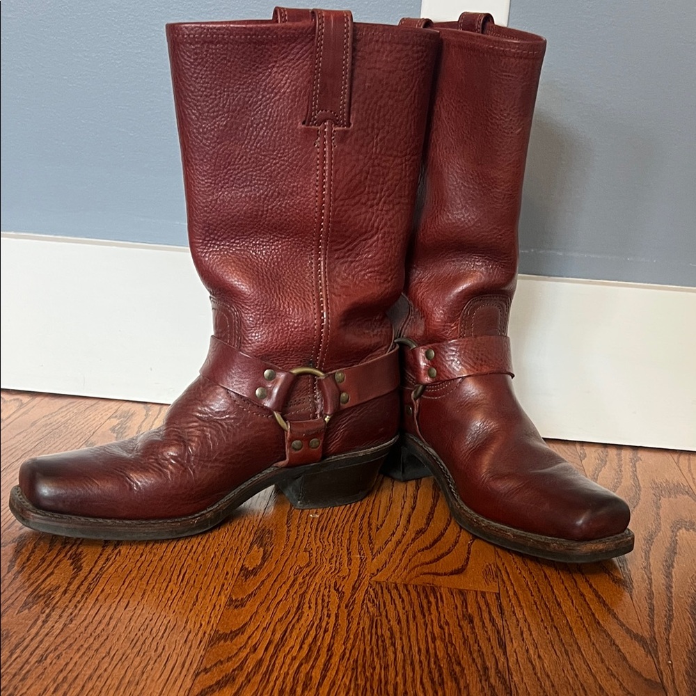 Frye Harness Burgundy Leather Boots